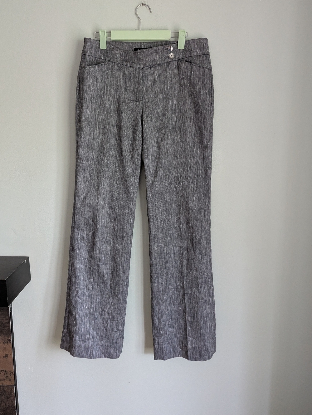 White House Black Market Womens 4R Modern Bootcut Wide Dress Pants Grey Pockets